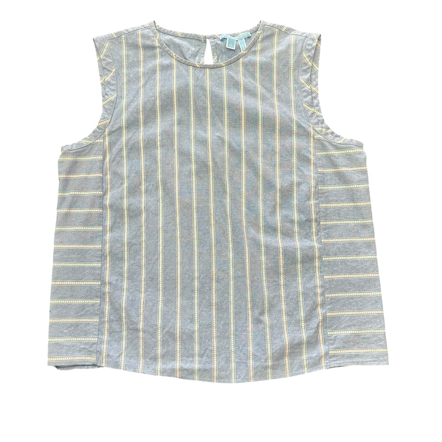 DRAPER JAMES NAUTICAL BLUE WHITE STRIPED SLEEVELESS BLOUSE 100 XL