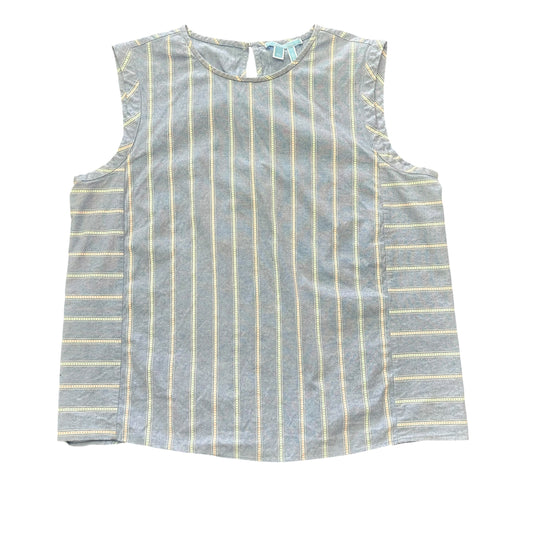 DRAPER JAMES NAUTICAL BLUE WHITE STRIPED SLEEVELESS BLOUSE 100 XL