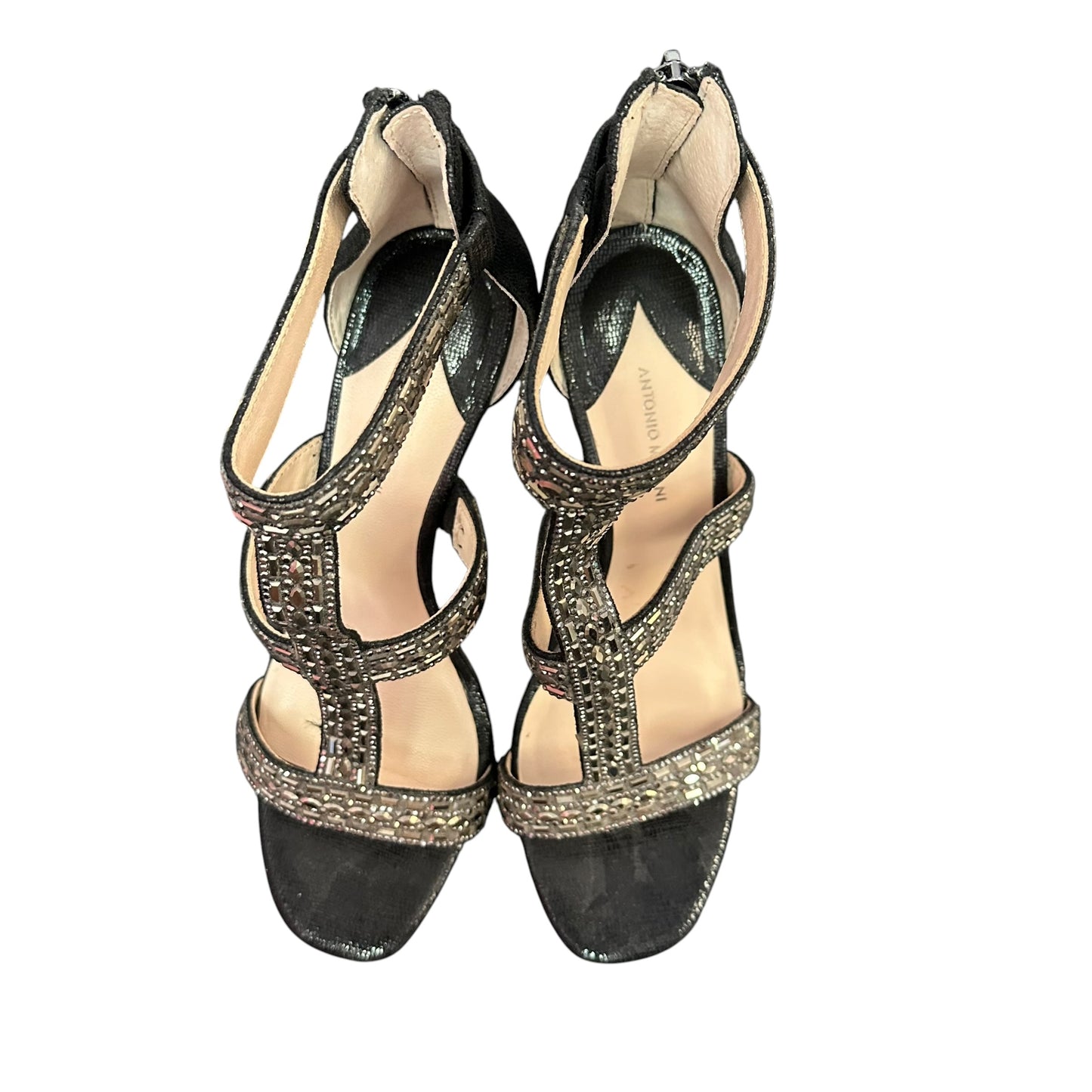 ANTONIO MELANI BLACK RHINESTONE HEELS 143 SZ 9