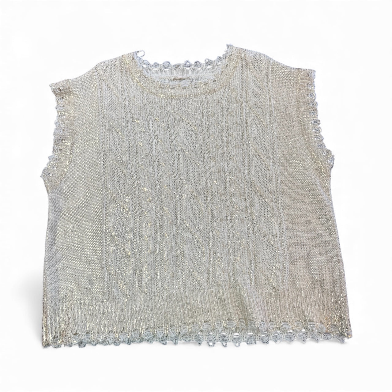 ENTRO GOLD METALLIC CABLE KNIT SWEATER VEST 100 LARGE