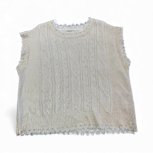 ENTRO GOLD METALLIC CABLE KNIT SWEATER VEST 100 LARGE