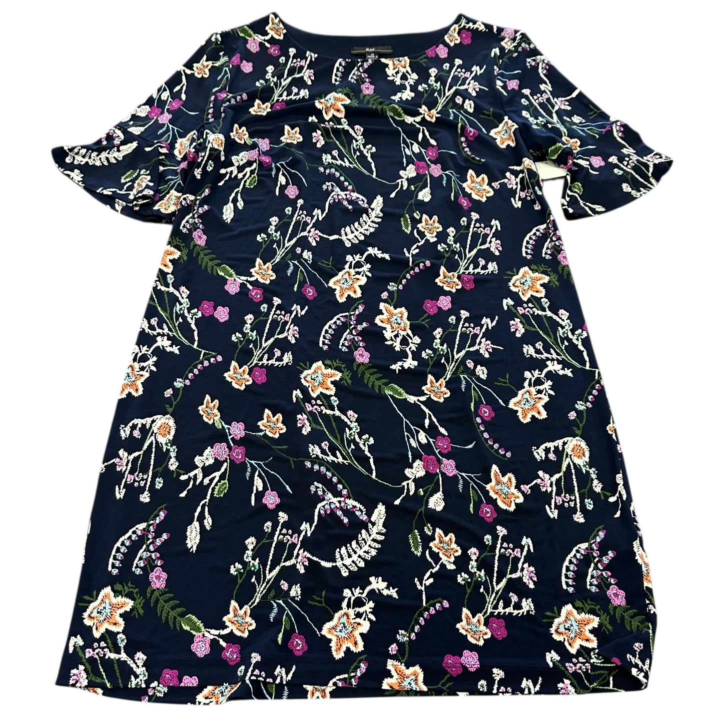 R&K NAVY FLORAL SHIFT DRESS 232 SZ 12
