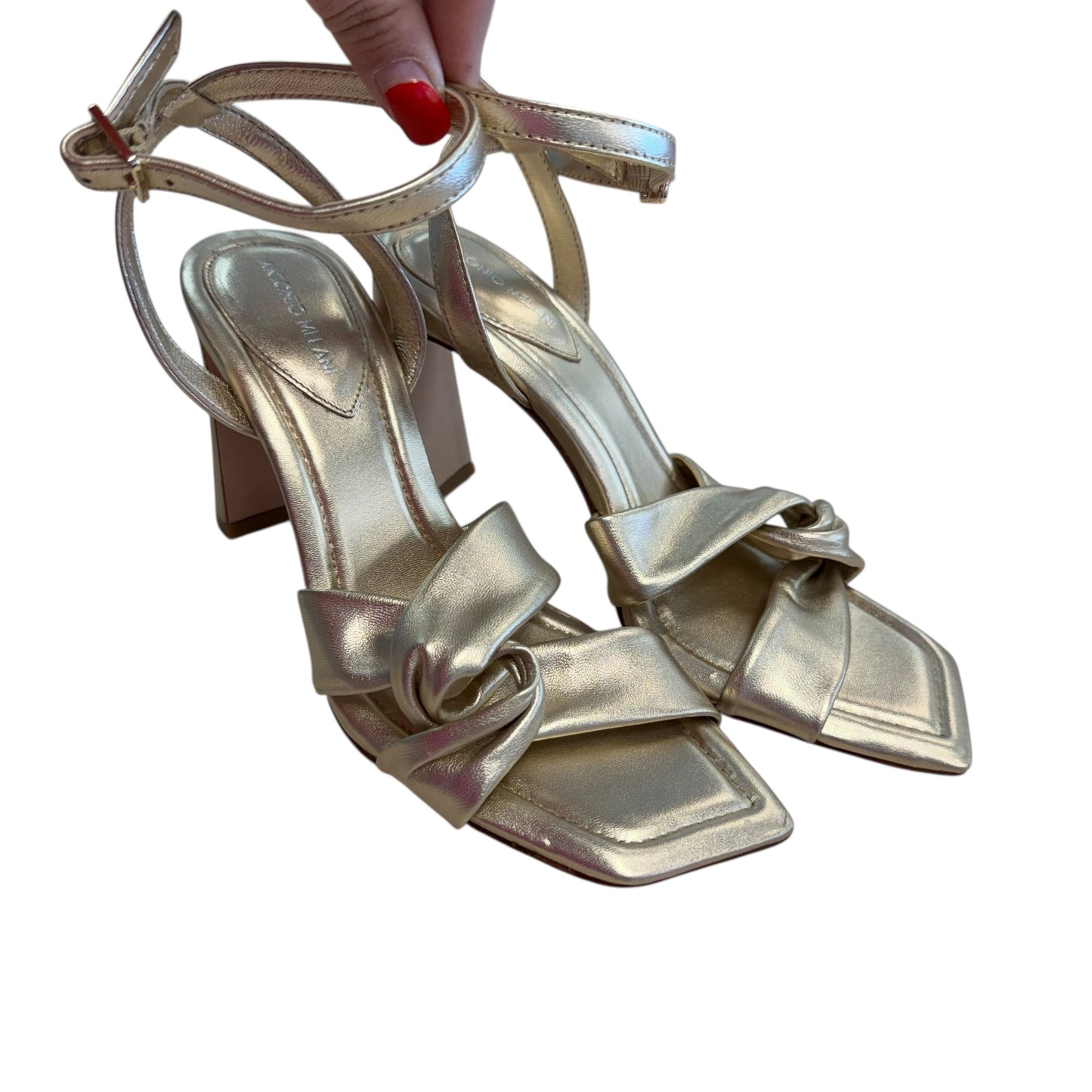 ANTONIO MELANI GOLD METALLIC LEATHER MELANI NIKKI DRESS SANDALS 14 SZ 7.5