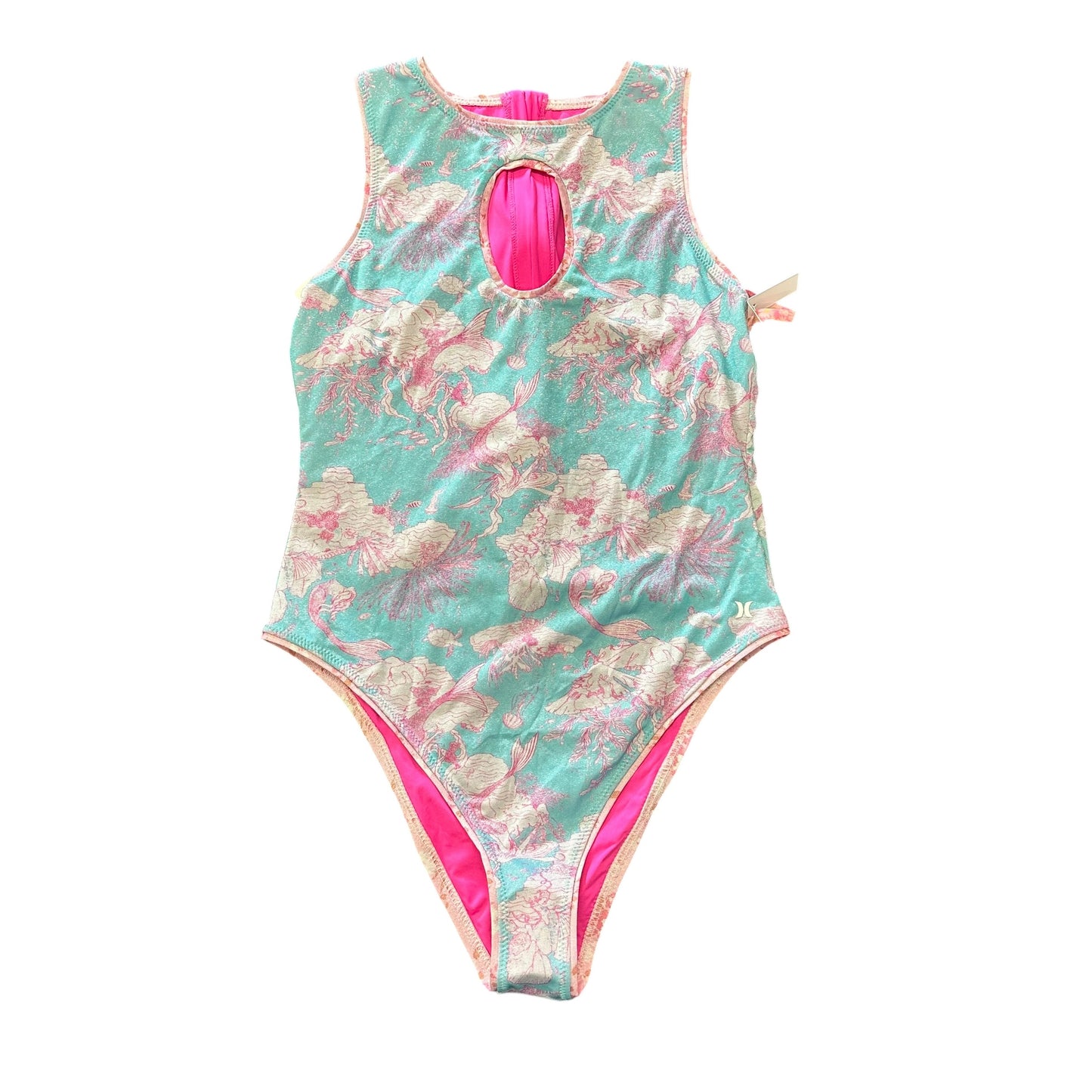 LOVESHACKFANCY HURLEY BLUE FLORAL SWIMSUIT NWT 15 XL