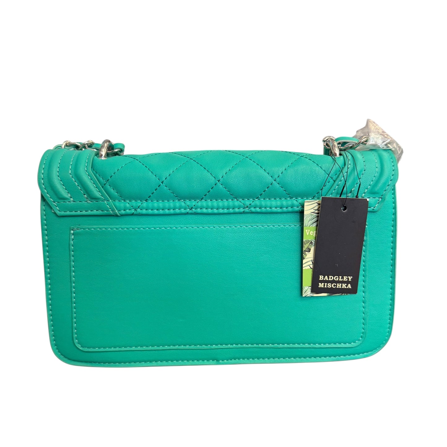 BADGLEY MISCHKA QUILTED VEGAN LEATHER TEAL CROSSBODY W PEARLS NEW 258 OS