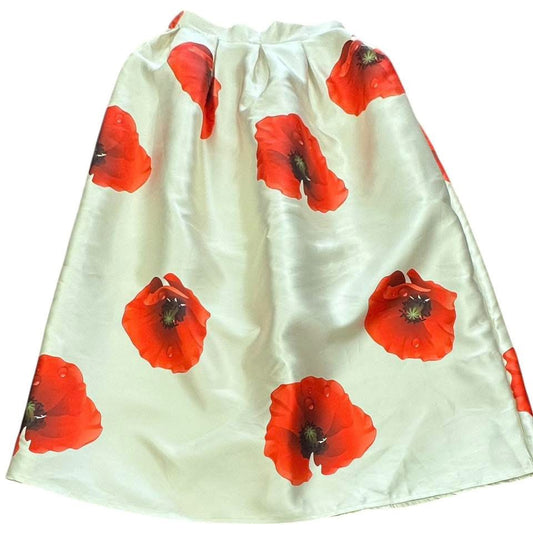 CHICWISH BEIGE RED FLORAL FULL LENGTH SKIRT 100 LARGE