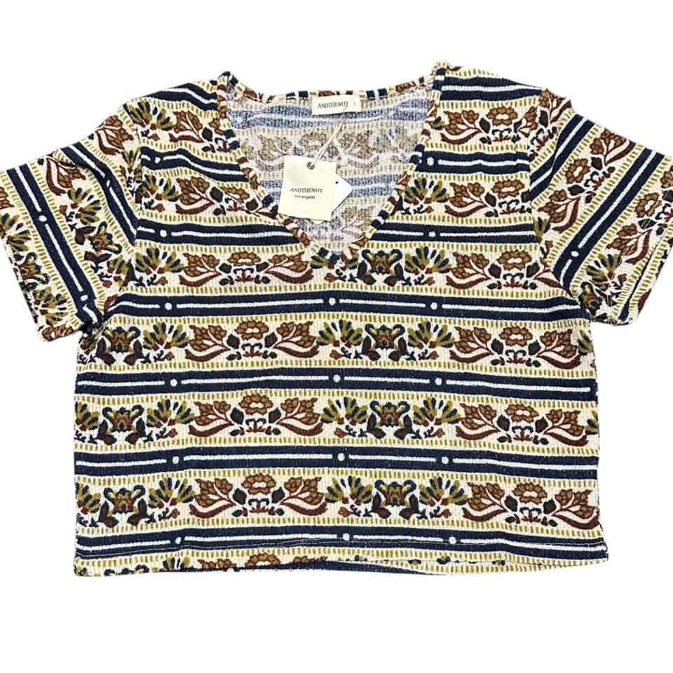 ANDTHEWHY BEIGE SOUTHWESTERN STYLE PRINT EARTHY SHIRT 296 LARGE