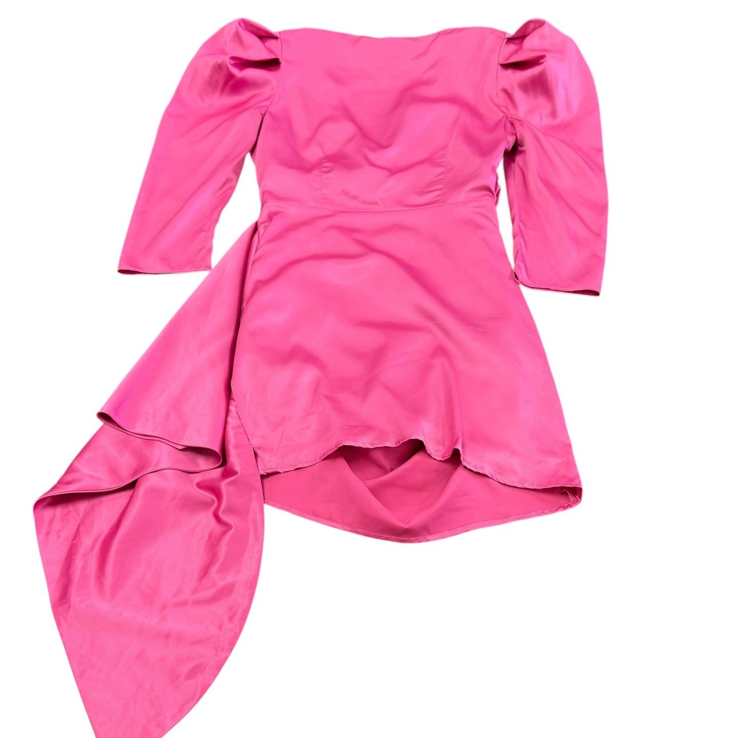 BEBE PINK CHARMEUSE PUFF SLEEVE COCKTAIL DRESS 14 SZ 8 NWT $179