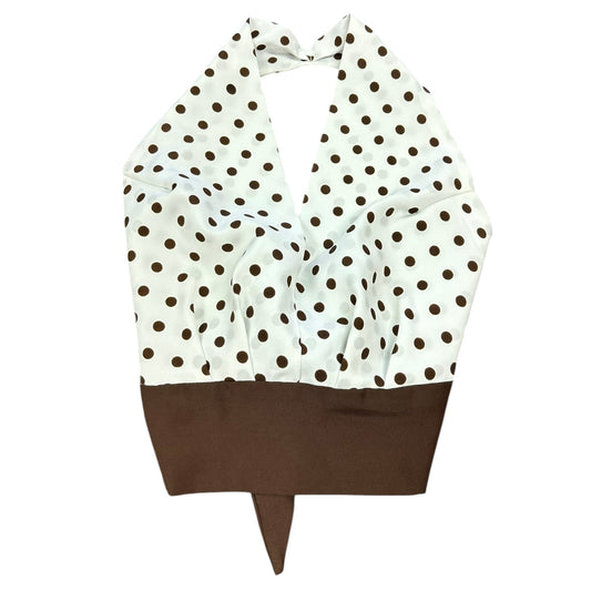 BROWN WHITE POLKA DOT HALTER TOP 228 SMALL
