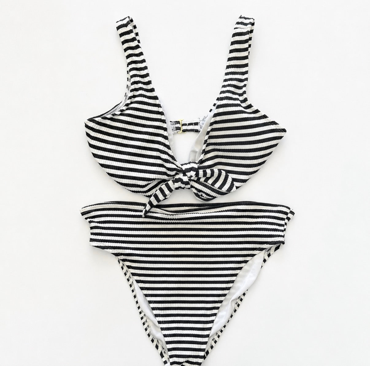TIME & TRU BLACK WHITE STRIPED BIKINI SWIMSUIT 58 1X