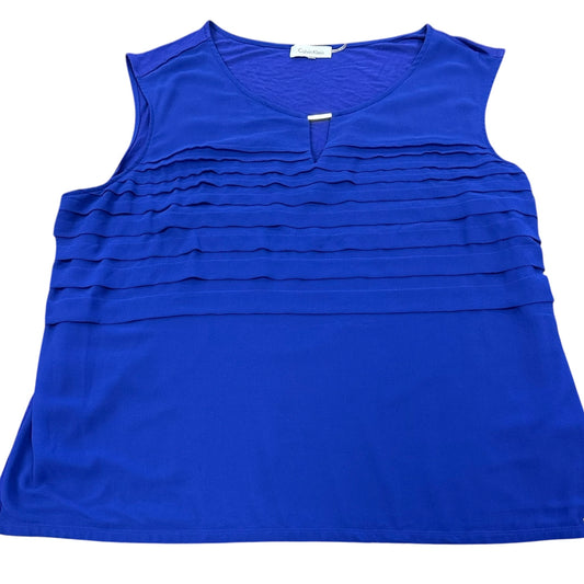 CALVIN KLEIN BLUE SLEEVELESS BLOUSE 54 2X