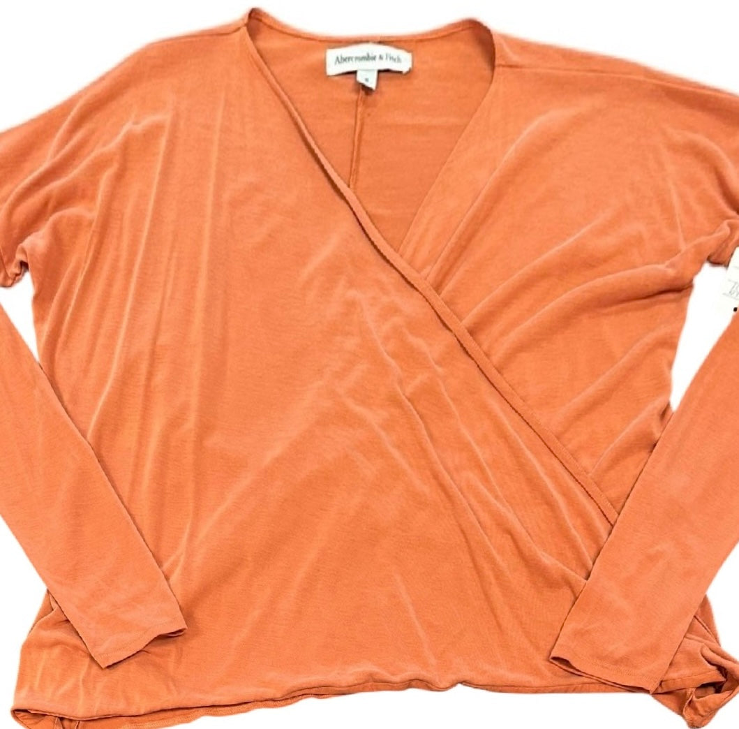 ABERCROMBIE & FITCH ORANGE LONG SLEEVE BLOUSE 139 SMALL