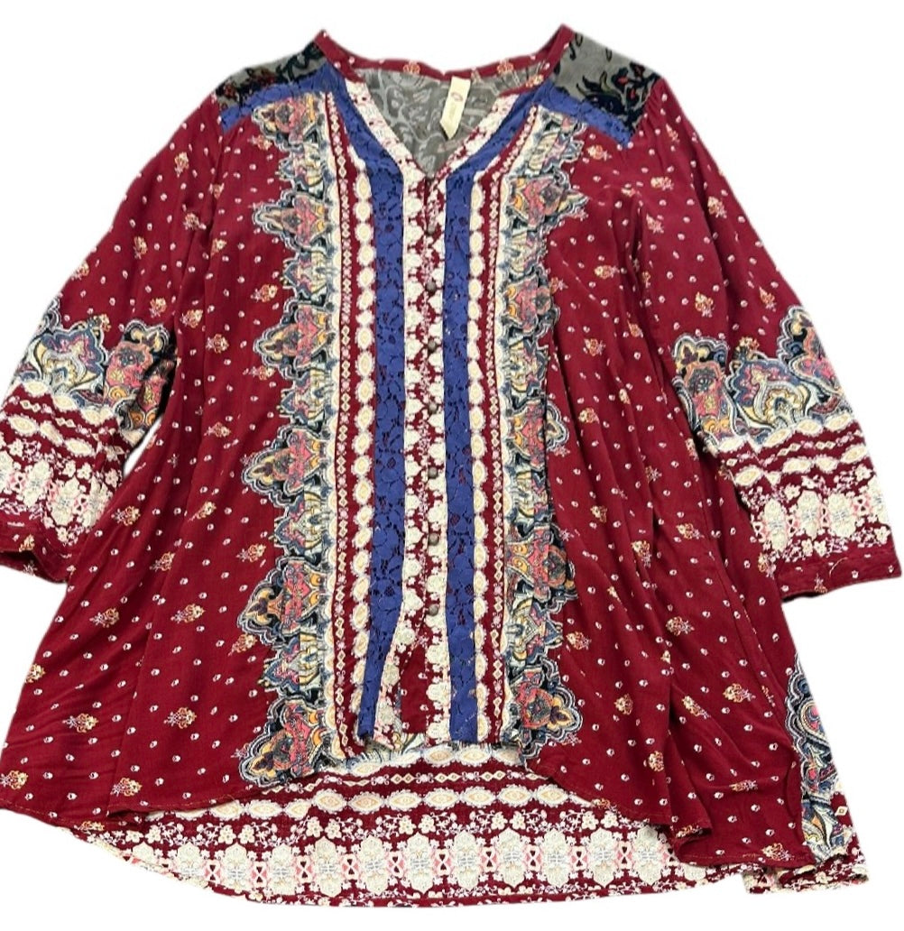 CYRENA MAROON TUNIC BLOUSE 8 XL