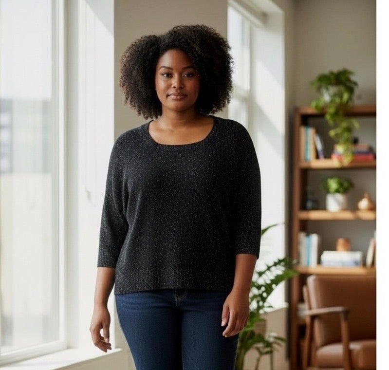 LANE BRYANT BLACK SHIMMER SWEATER 150 SZ 18/20