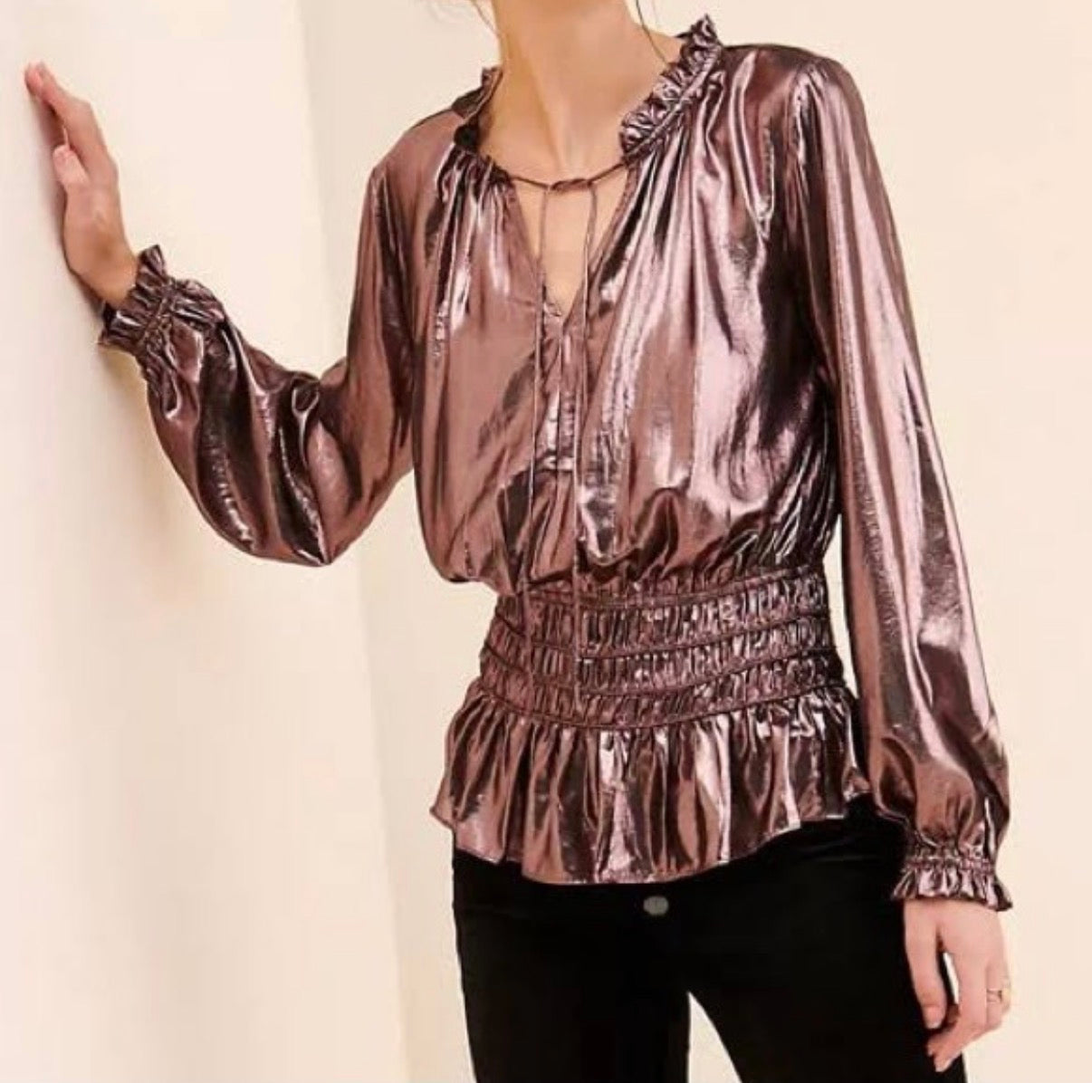 CURRENT AIR METALLIC BLOUSE 158 MEDIUM