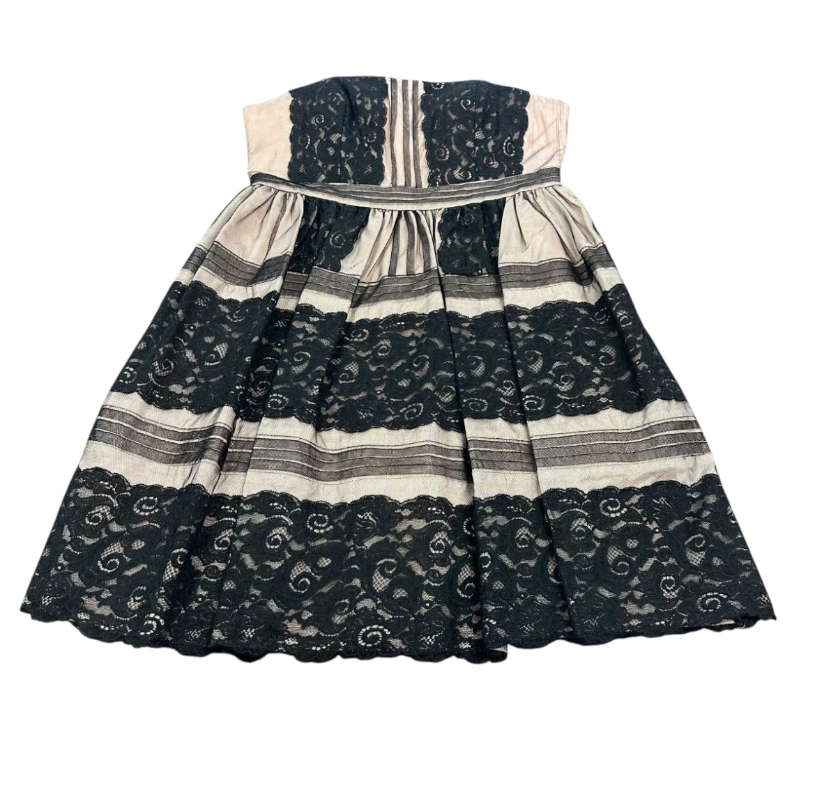 AIDEN BLACK LACE STRAPLESS DRESS 58 Sz 10