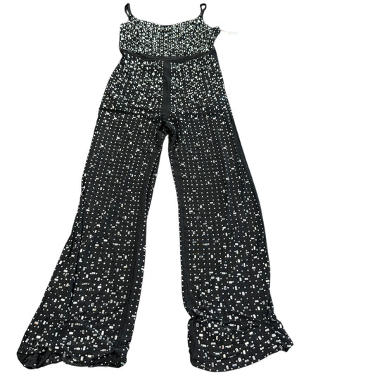 BLACK JUMPSUIT MESH RHINESTONE CORSET 223 LARGE *WEAR BOTTOM HEM