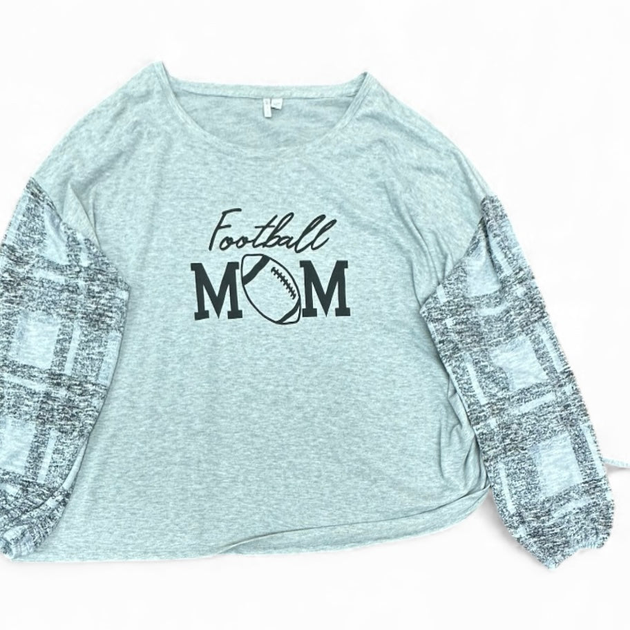 CATO GRAY PLAID FOOTBALL MOM SWEATER 196 SZ 26/28W