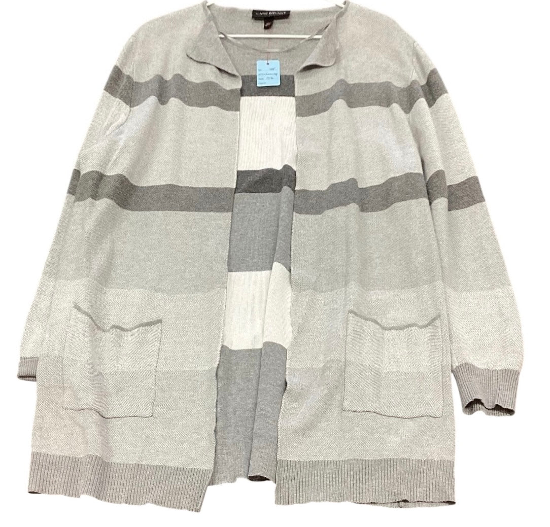 LANE BRYANT GRAY STRIPED OPEN CARDIGAN 38 Sz 14/16