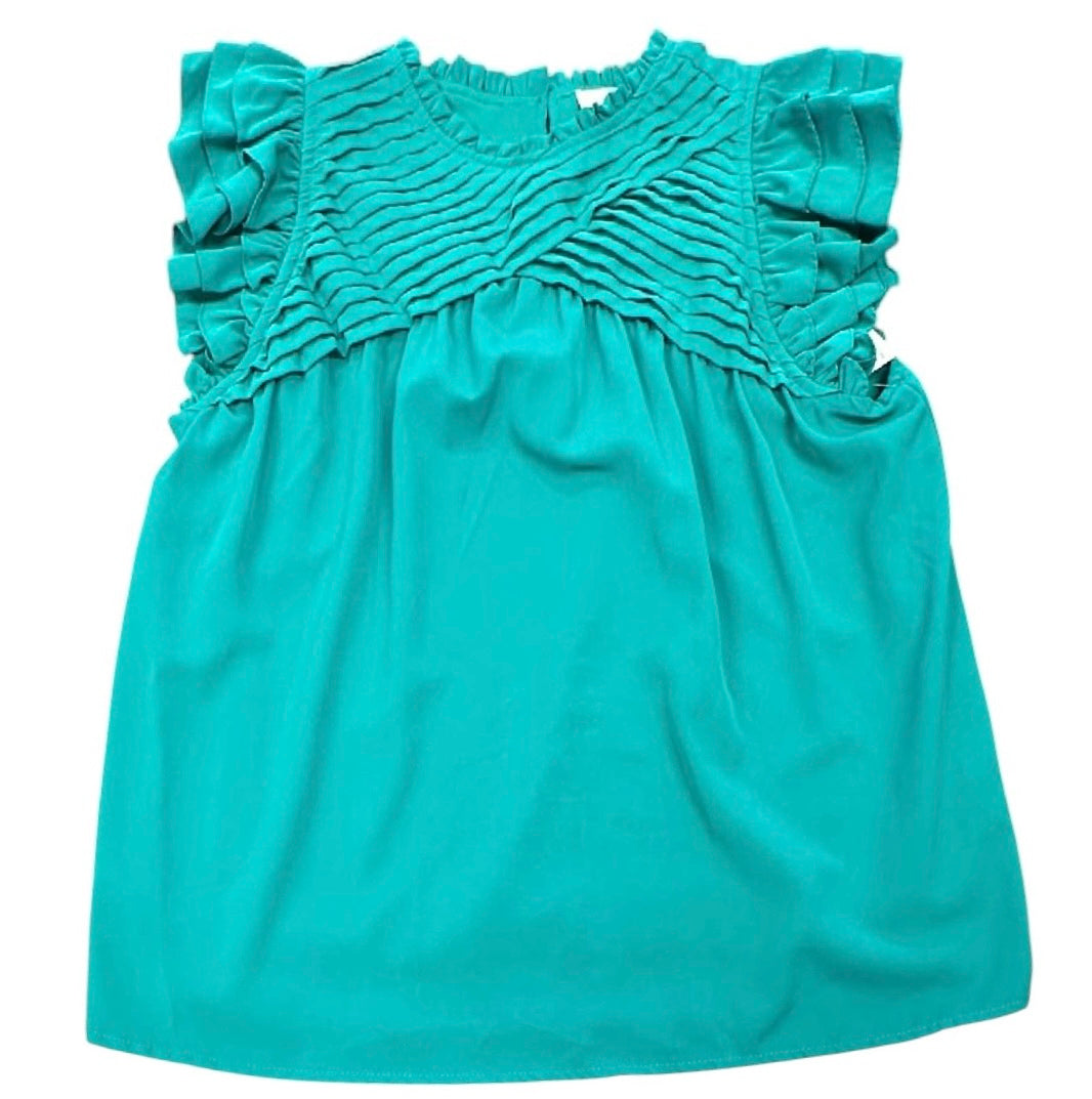 ENTRO TEAL RUFFLE SLEEVELESS BLOUSE 235 LARGE