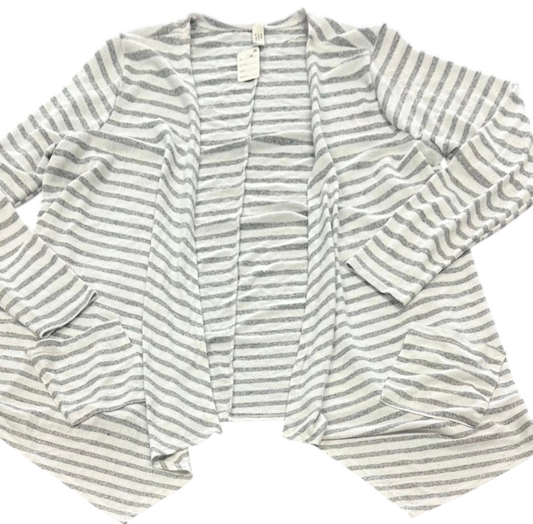 FLAMINGO WHITE GRAY STRIPED OPEN CARDIGAN 62 2X
