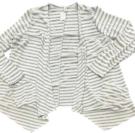 FLAMINGO WHITE GRAY STRIPED OPEN CARDIGAN 62 2X