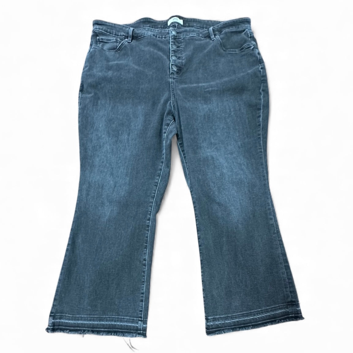 LOFT BLACK HIGH WAIST FLARE CROP DENIM JEANS 100 SZ 24