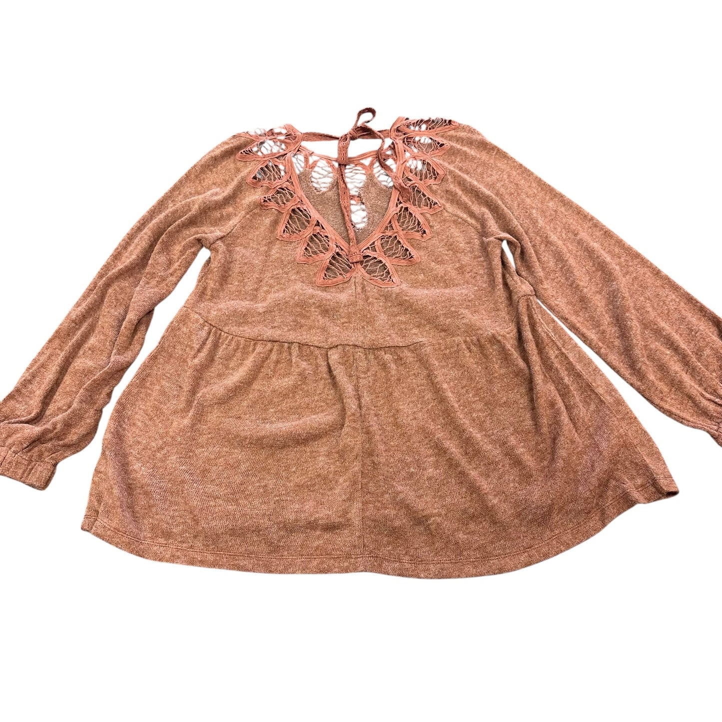 ENTRO RUST/BURNT ORANGE SWEATER W DETAILED NECKLINE 139 MEDIUM