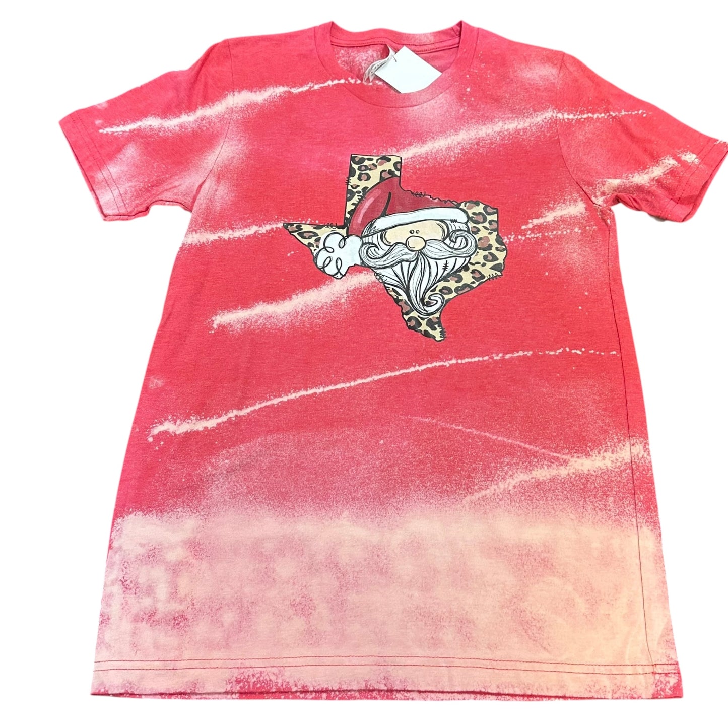 CHRISTMAS TSHIRT RED BLEACHED SANTA NWT 100 SMALL