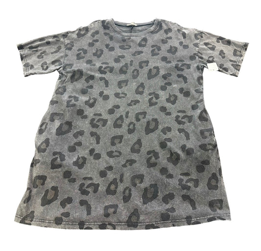 EASEL MINERAL WASHED GRAY ANIMAL PRINT T-SHIRT DRESS 234 MEDIUM