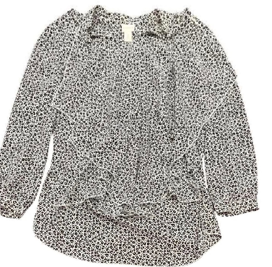 CHICOS ANIMAL PRINT WHITE BLACK TUNIC 228 SMALL