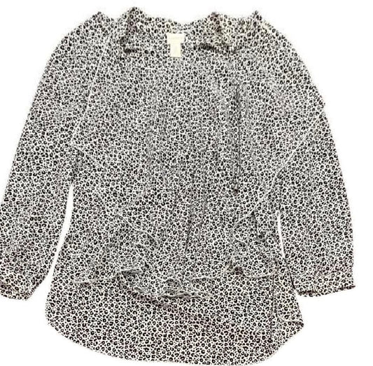 CHICOS ANIMAL PRINT WHITE BLACK TUNIC 228 SMALL