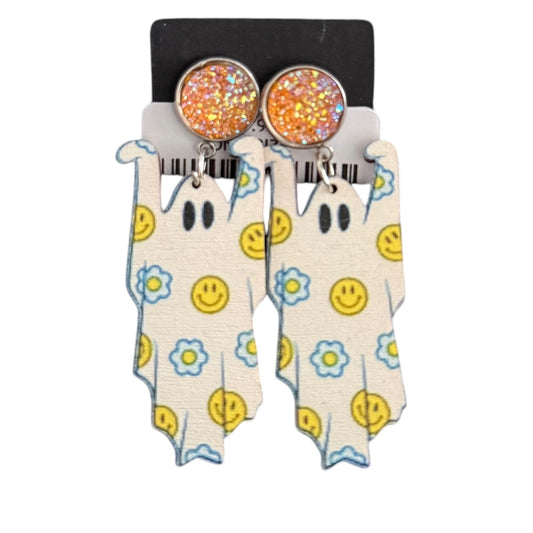 SMILEY FACE GHOST EARRINGS 100