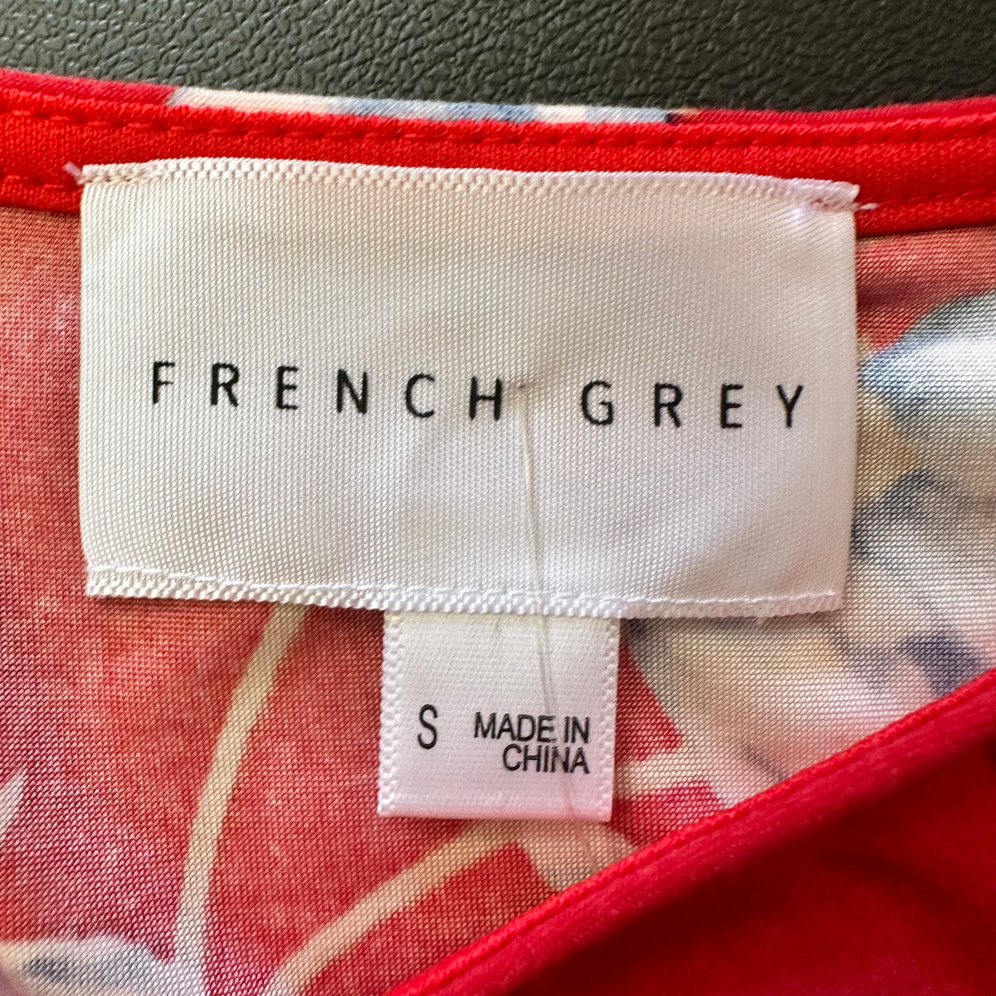 FRENCH GREY RED FLORAL DRESS 44 SMALL