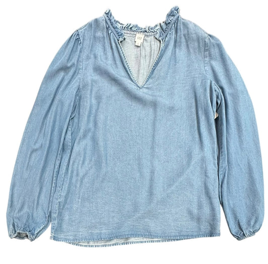 GAP BLUE CHAMBRAY BLOUSE 100 MEDIUM