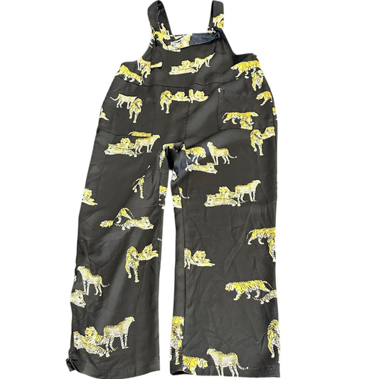 JODIFL BLACK SATN OVERALLS ANIMAL PRINT 38 SMALL