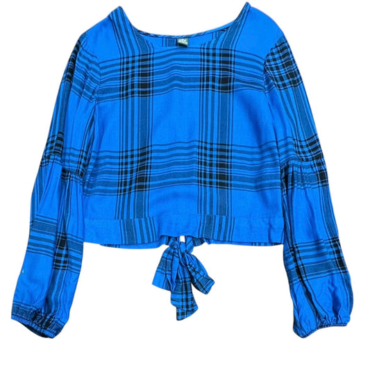 WILD FABLE BLUE BLACK PLAID BLOUSE 153 MEDIUM