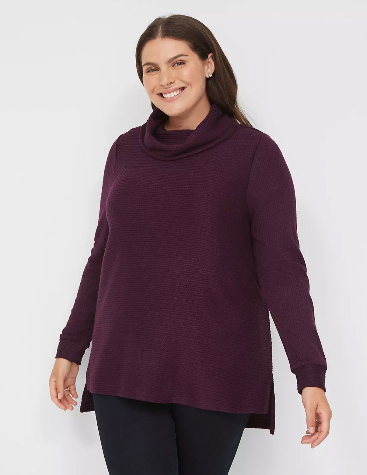 LANE BRYANT PURPLE COWL NECK TUNIC SWEATER 123 Sz 22/24