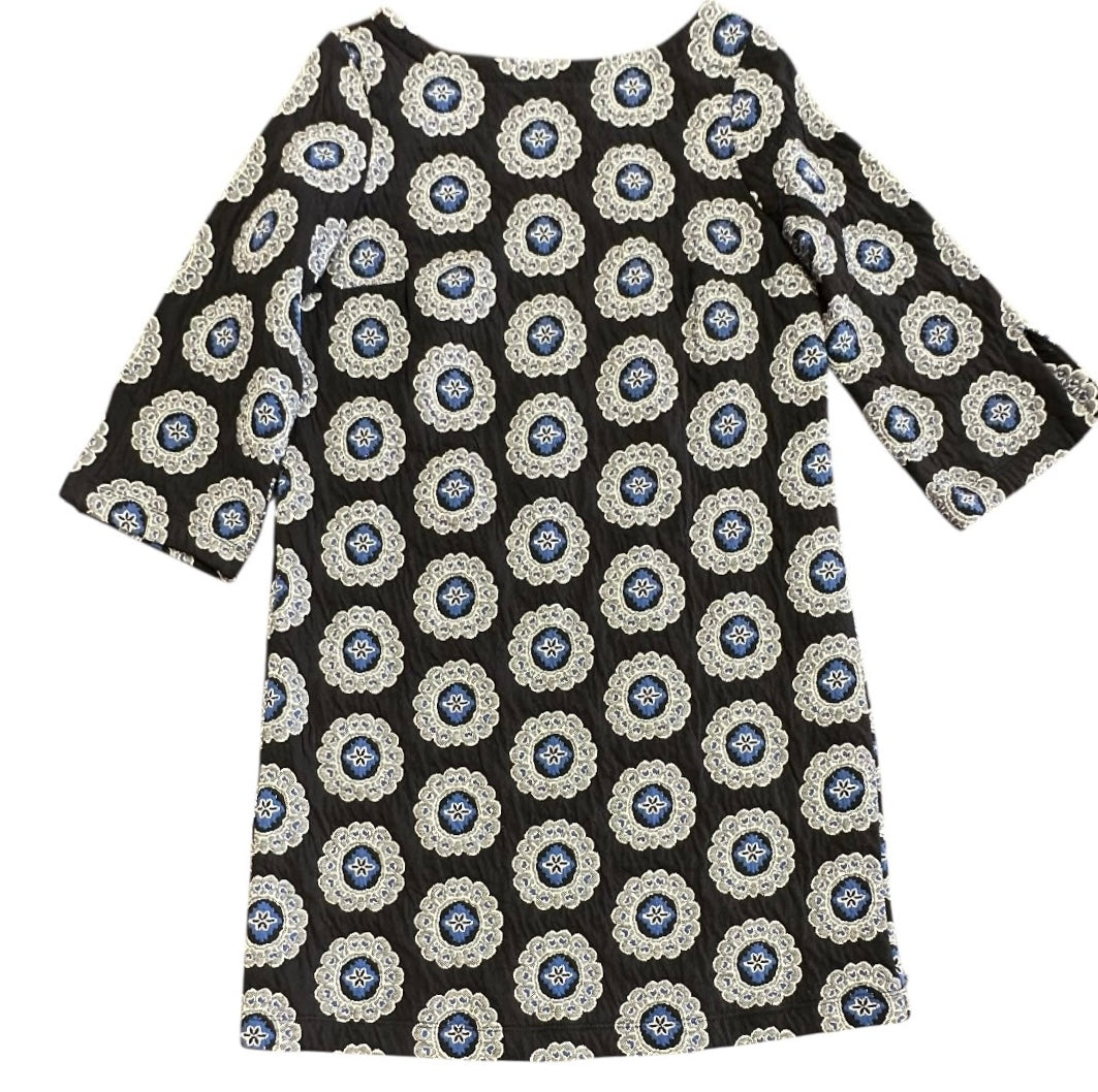LOFT BLACK & BLUE SHIFT DRESS 100 MEDIUM PETITE
