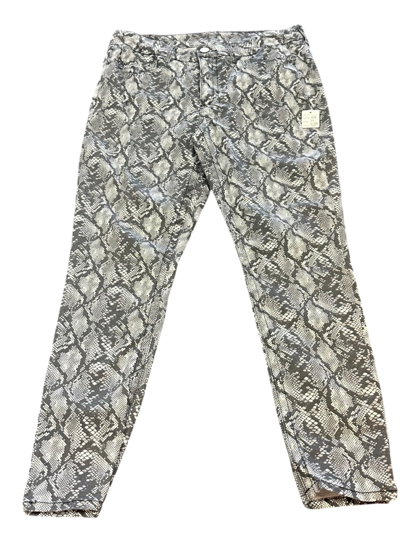 SEVEN SNAKESKIN GRAY TUMMY LESS HIGH RISE SKINNY PANTS 124 SZ 14