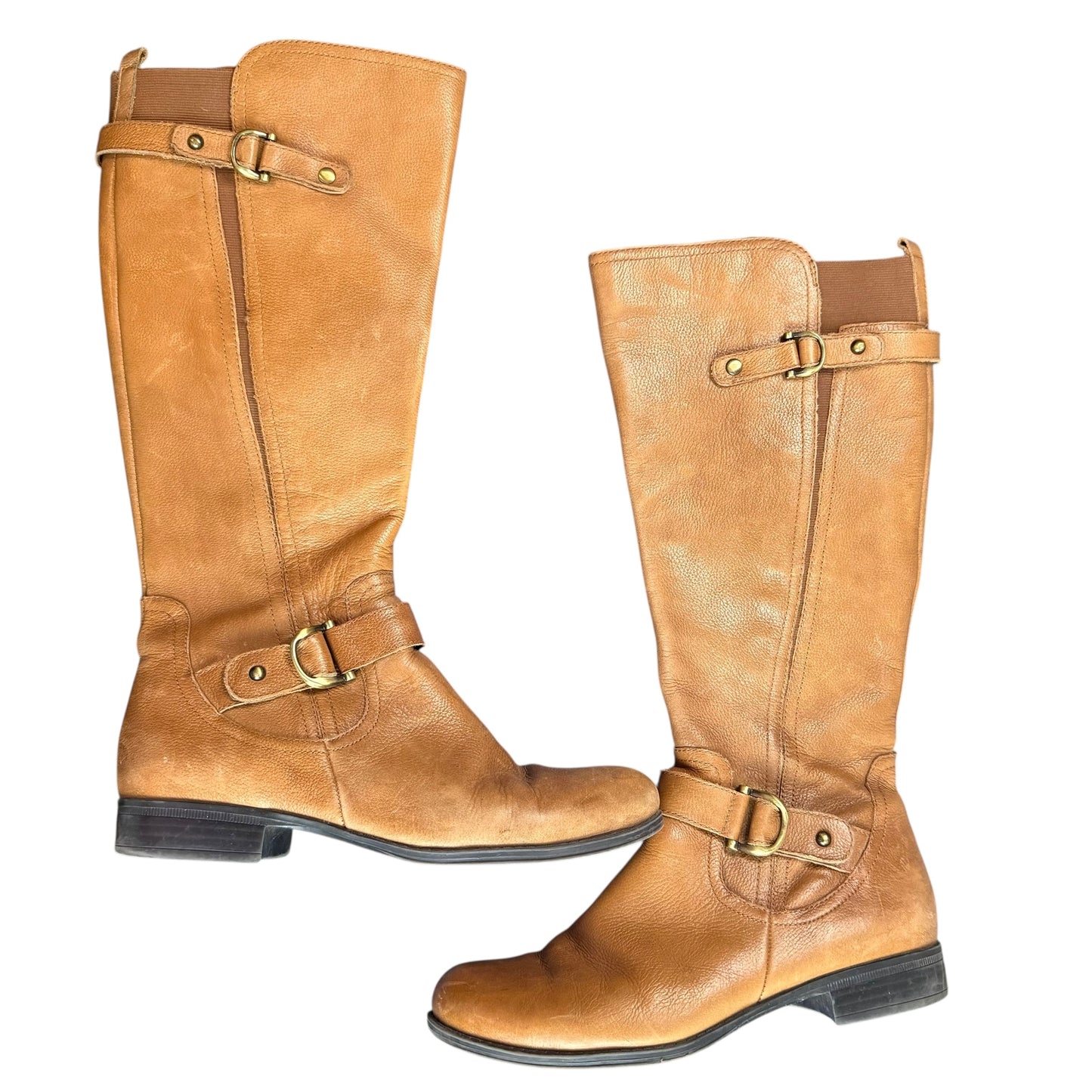 NATURALIZER JUNE BROWN LEATHER KNEE HIGH BOOTS 100 SZ 9.5