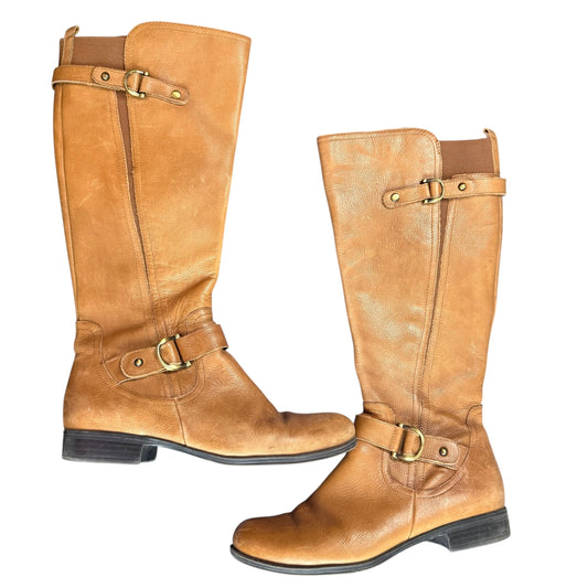 NATURALIZER JUNE BROWN LEATHER KNEE HIGH BOOTS 100 SZ 9.5