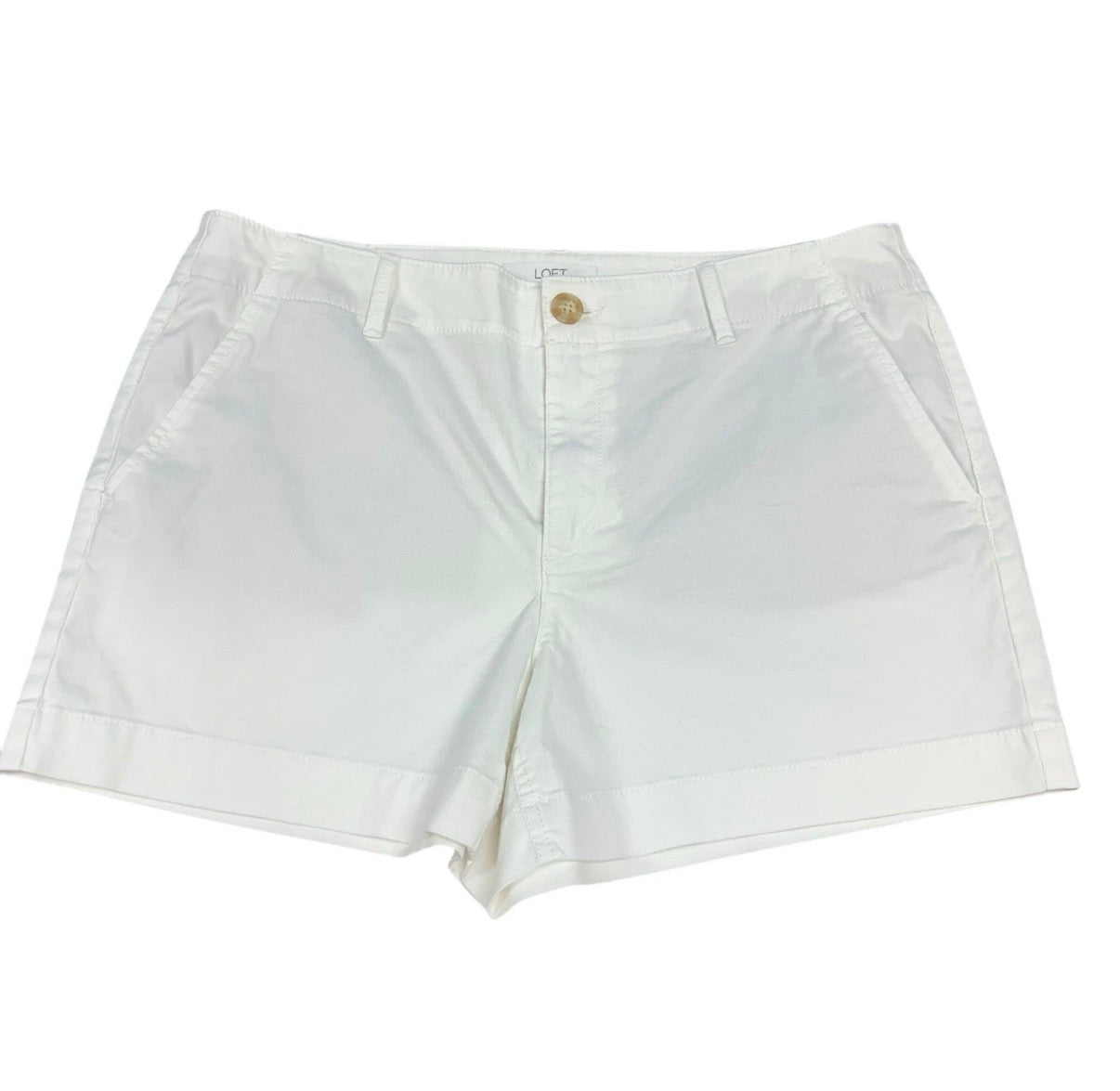 LOFT WOMENS SHORTS THE MONROE 4 INCH WHITE STRETCH FRONT NWOT Sz 12
