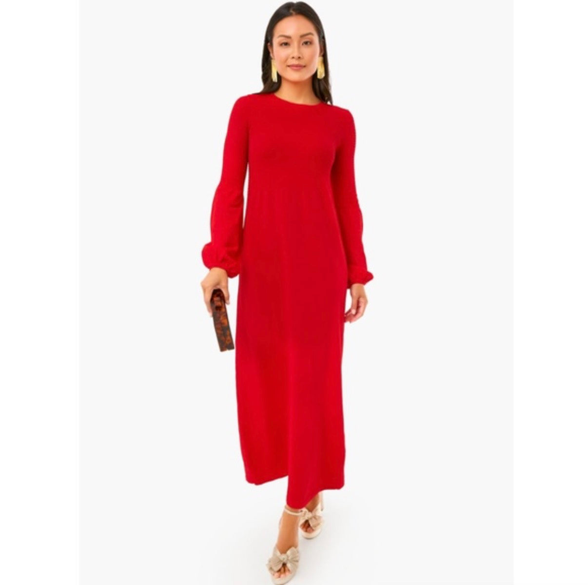 POMANDER PLACE RED KNIT MAXI DRESS 100 LARGE