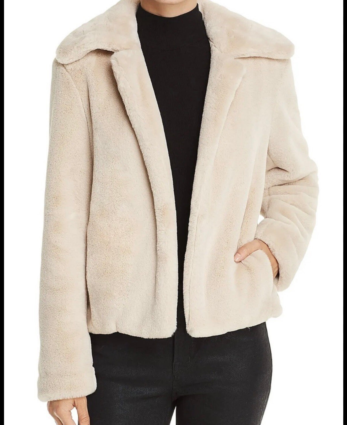 THEORY BEIGE FAUX FUR JACKET 100 MEDIUM