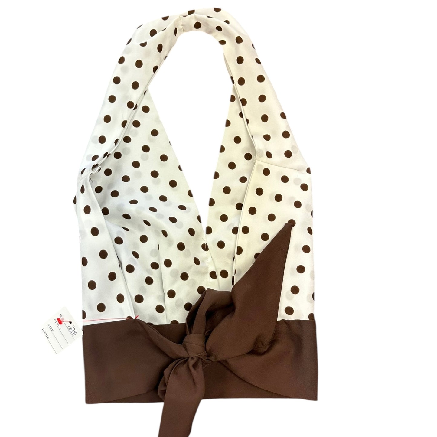 BROWN WHITE POLKA DOT HALTER TOP 228 SMALL