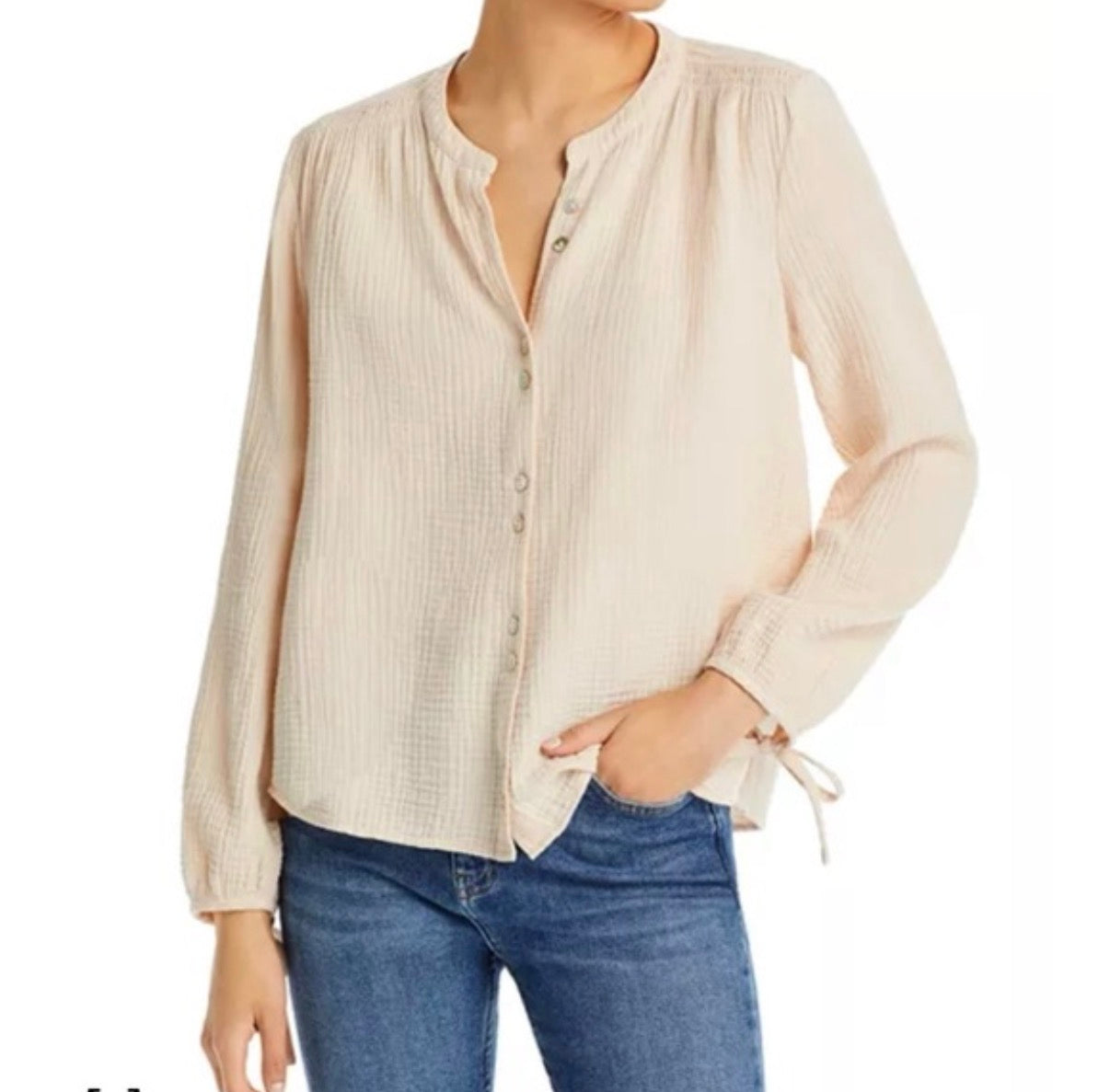 FAHERTY ORGANIC COTTON BEIGE BLOUSE 100 SMALL