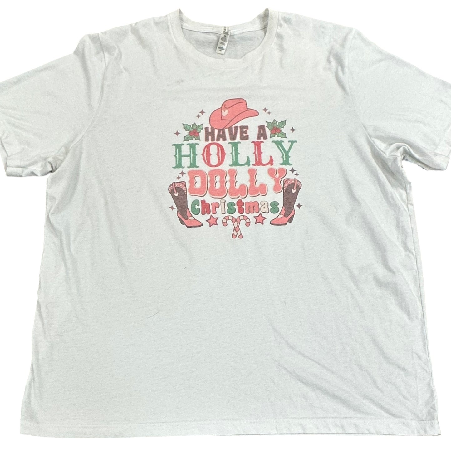 CHRISTMAS TSHIRT WHITE HOLLY DOLLY 100 3XL *SPOT