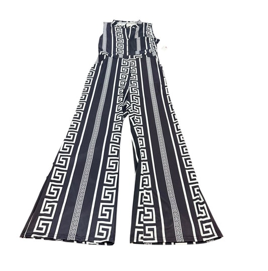 BLACK WHITE JUMPSUIT W BELT 219 LARGE