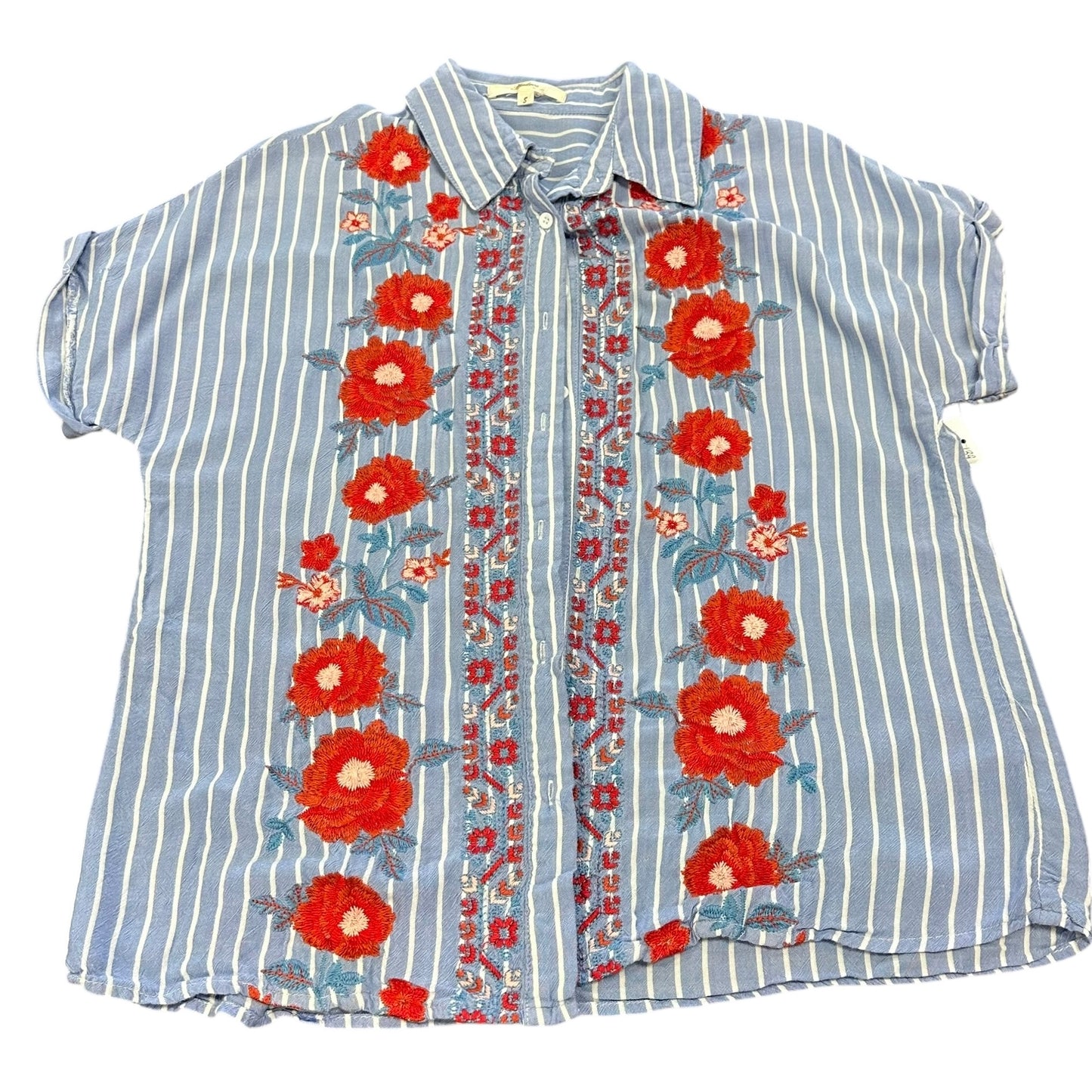 ANDREE BY UNIT STRIPED EMBROIDERED BLOUSE 139 SMALL